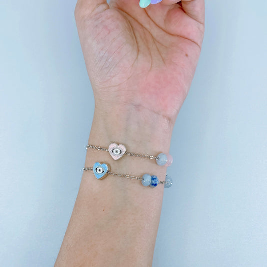 evil eye stainless bracelet sodalite chalcedony singapore